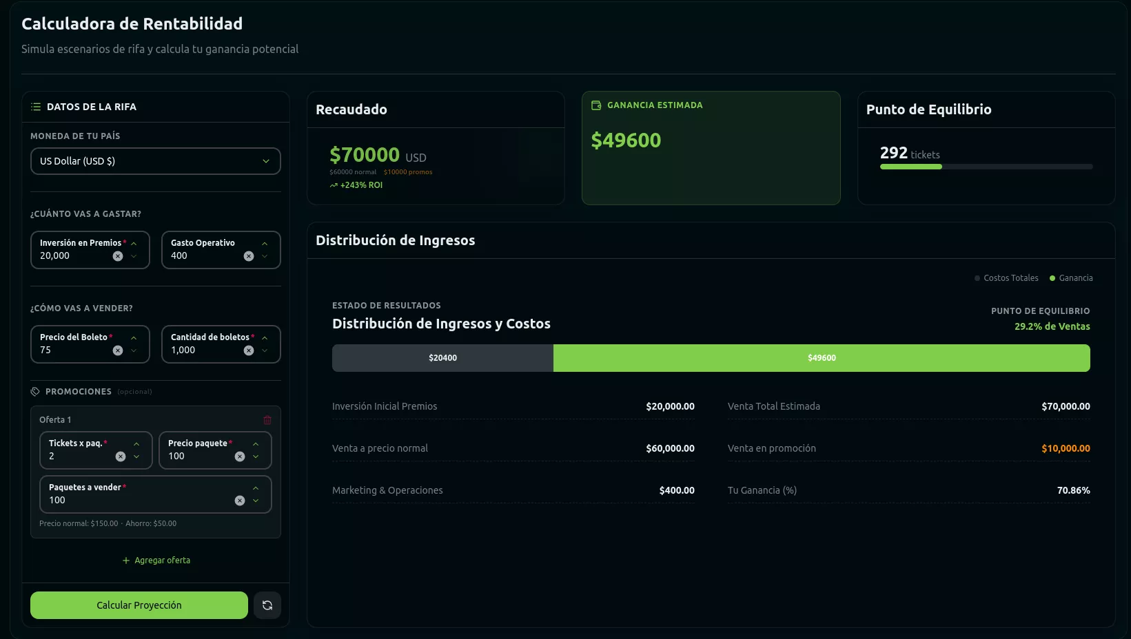 Captura de pantalla de Calculadora de Rentabilidad en RoletApp